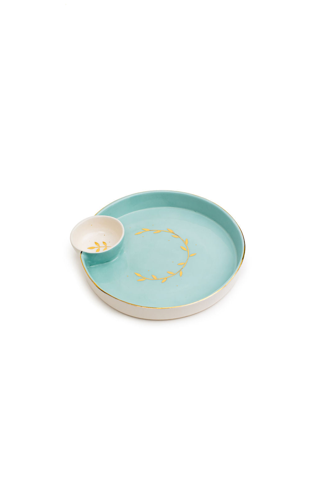 Cyan Maan Chip And Dip With Gold Leaves
