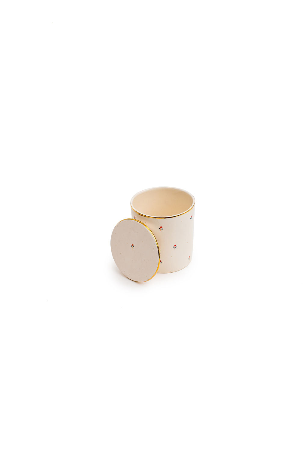 Small 3.5" Hand-Drawn Canister | Minimalist Floral Design