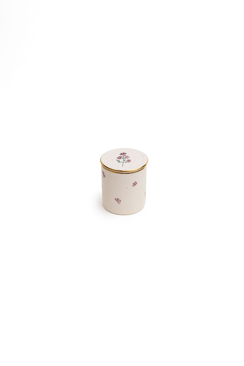 Small 3.5" Hand-Drawn Canister | Minimalist Floral Design