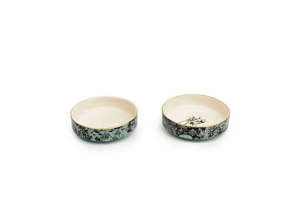 Green And Black Raised Bowls 1"H