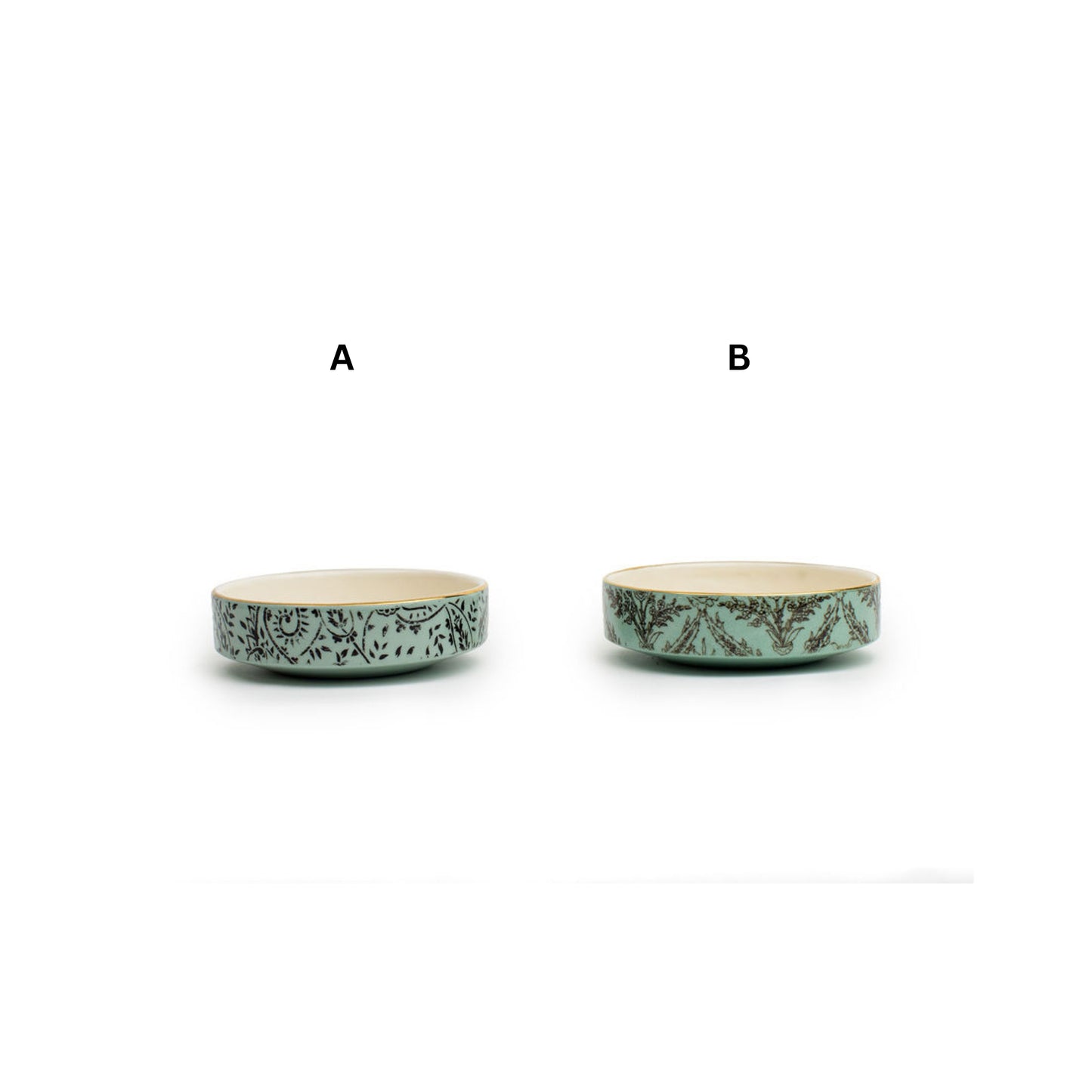 Green And Black Raised Bowls 1"H