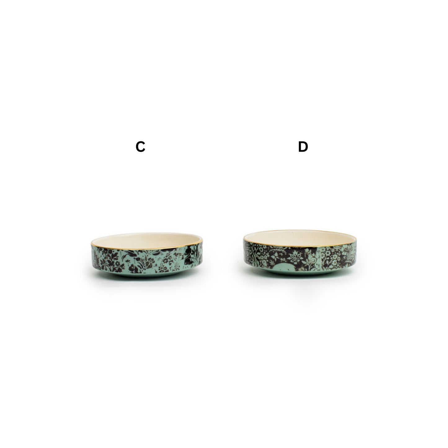 Green And Black Raised Bowls 1"H