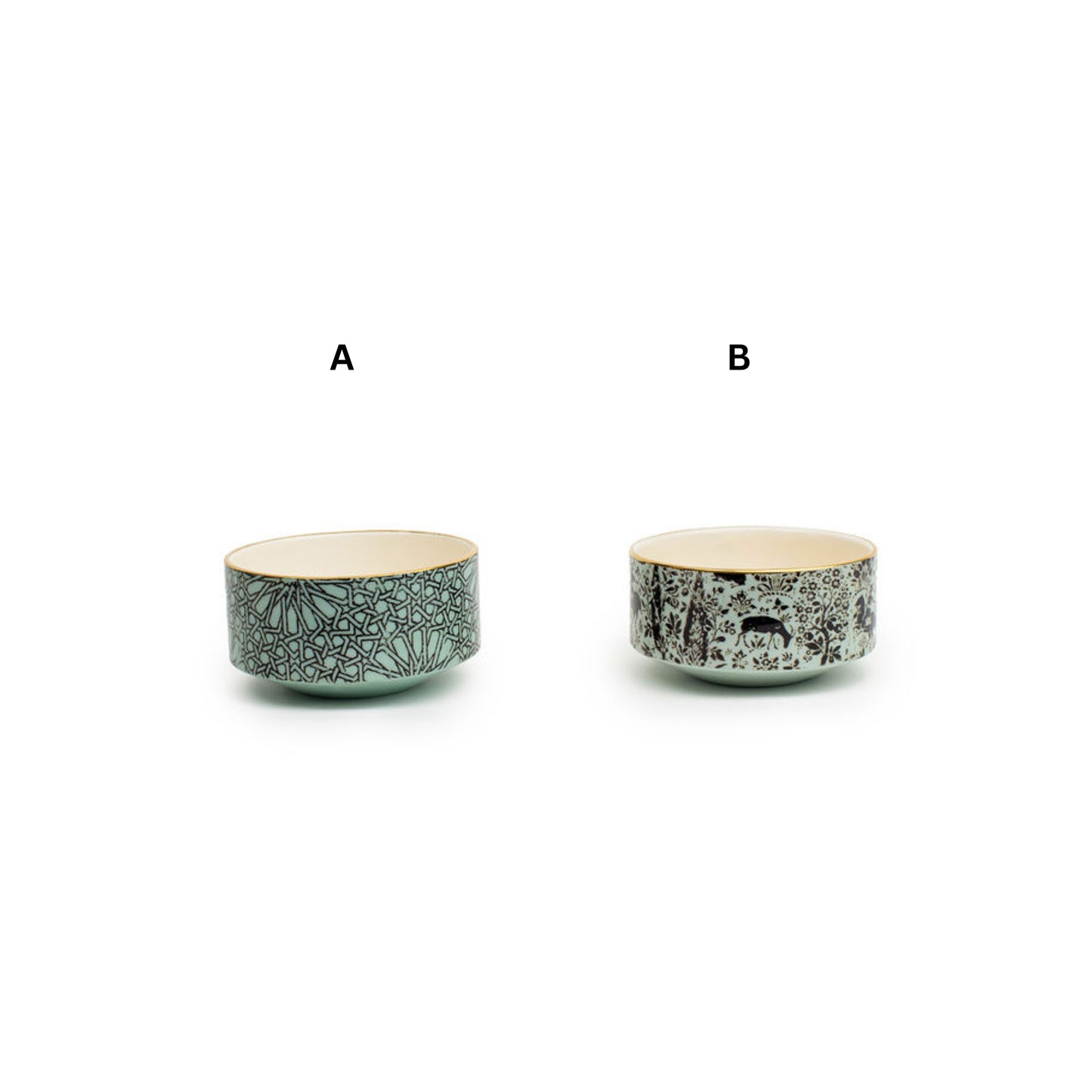 Green And Black Raised Bowls 3"H