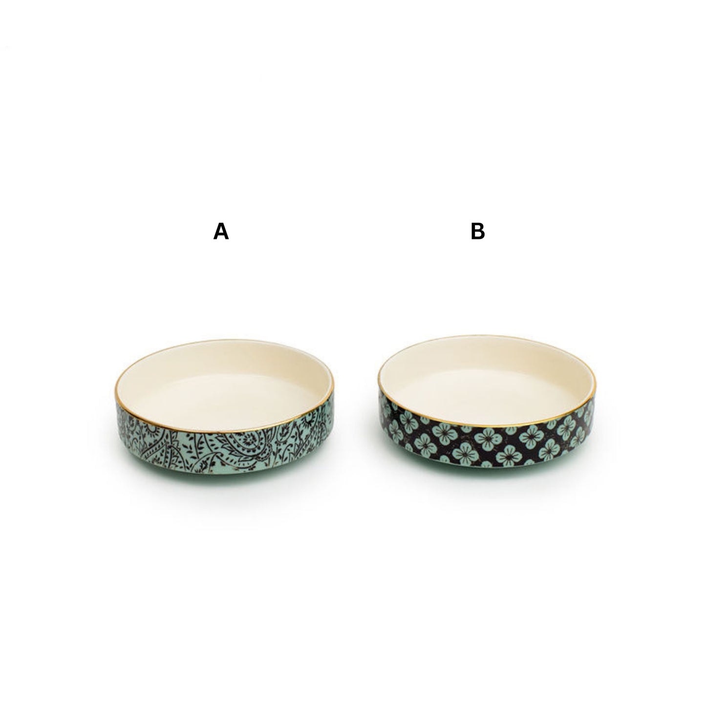 Green And Black Raised Bowls 2"H