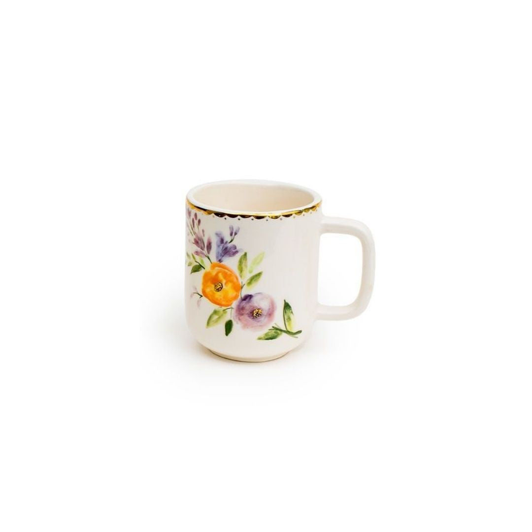 Hand-Drawn Ceramic Mugs | Floral Design