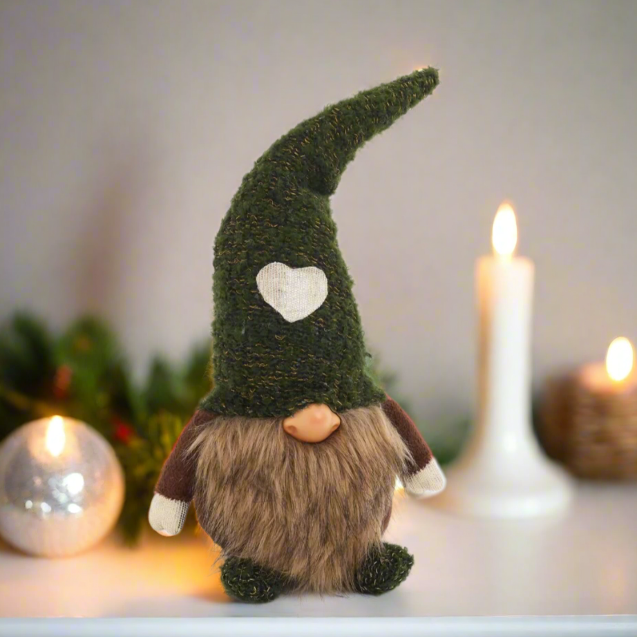 Woodland Gnome with Green Heart Hat