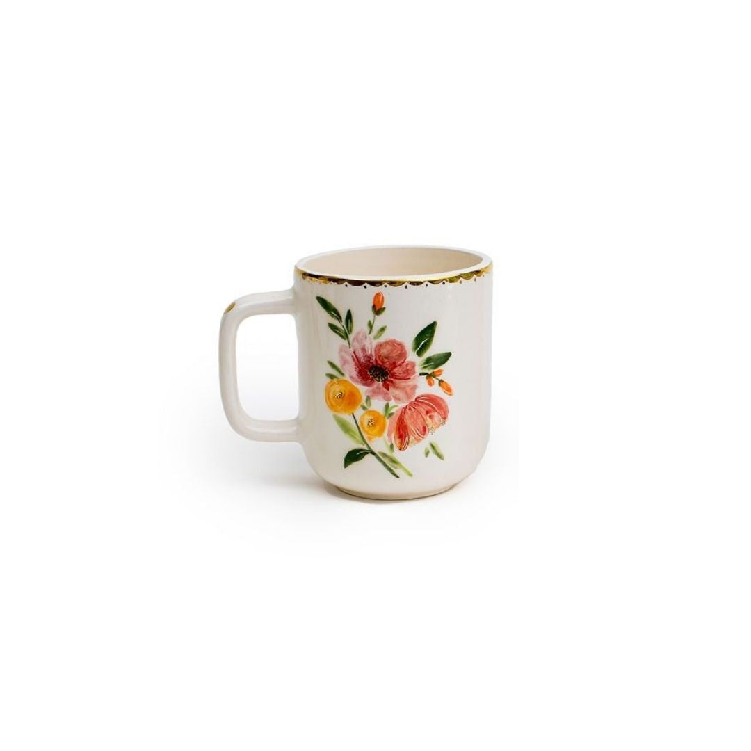 Hand-Drawn Ceramic Mugs | Floral Design