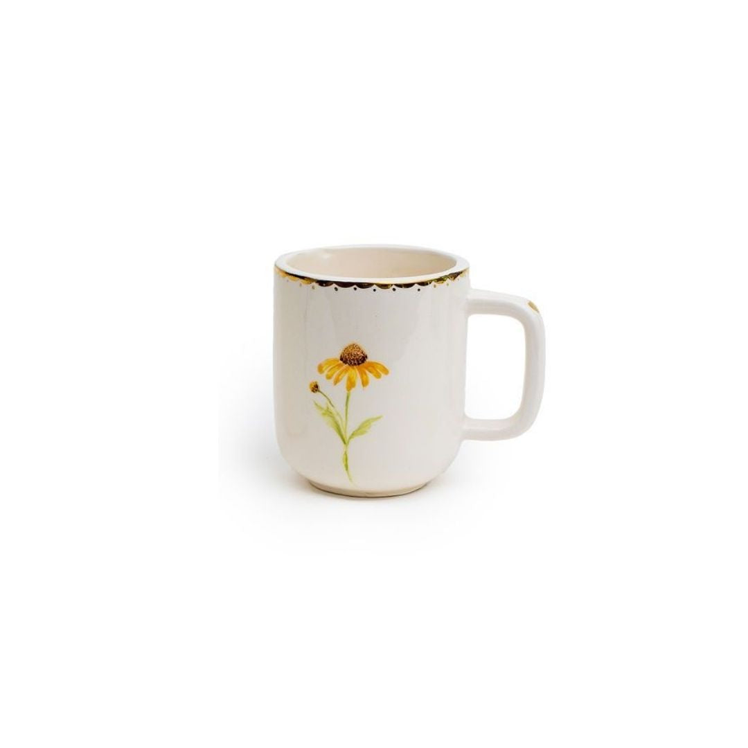 Hand-Drawn Ceramic Mugs | Floral Design