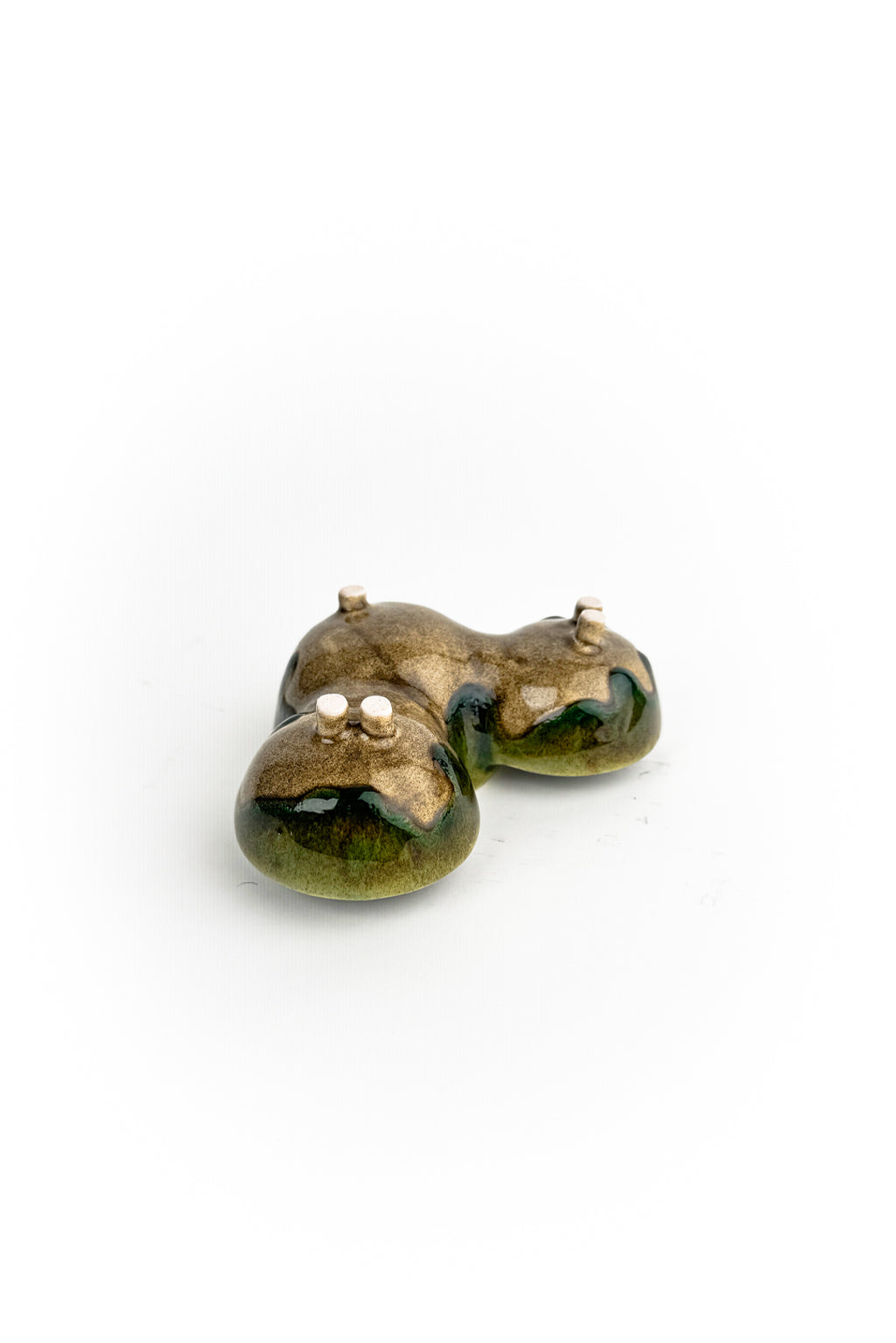 Handmade Triple Bowl – Green And Brown Glaze