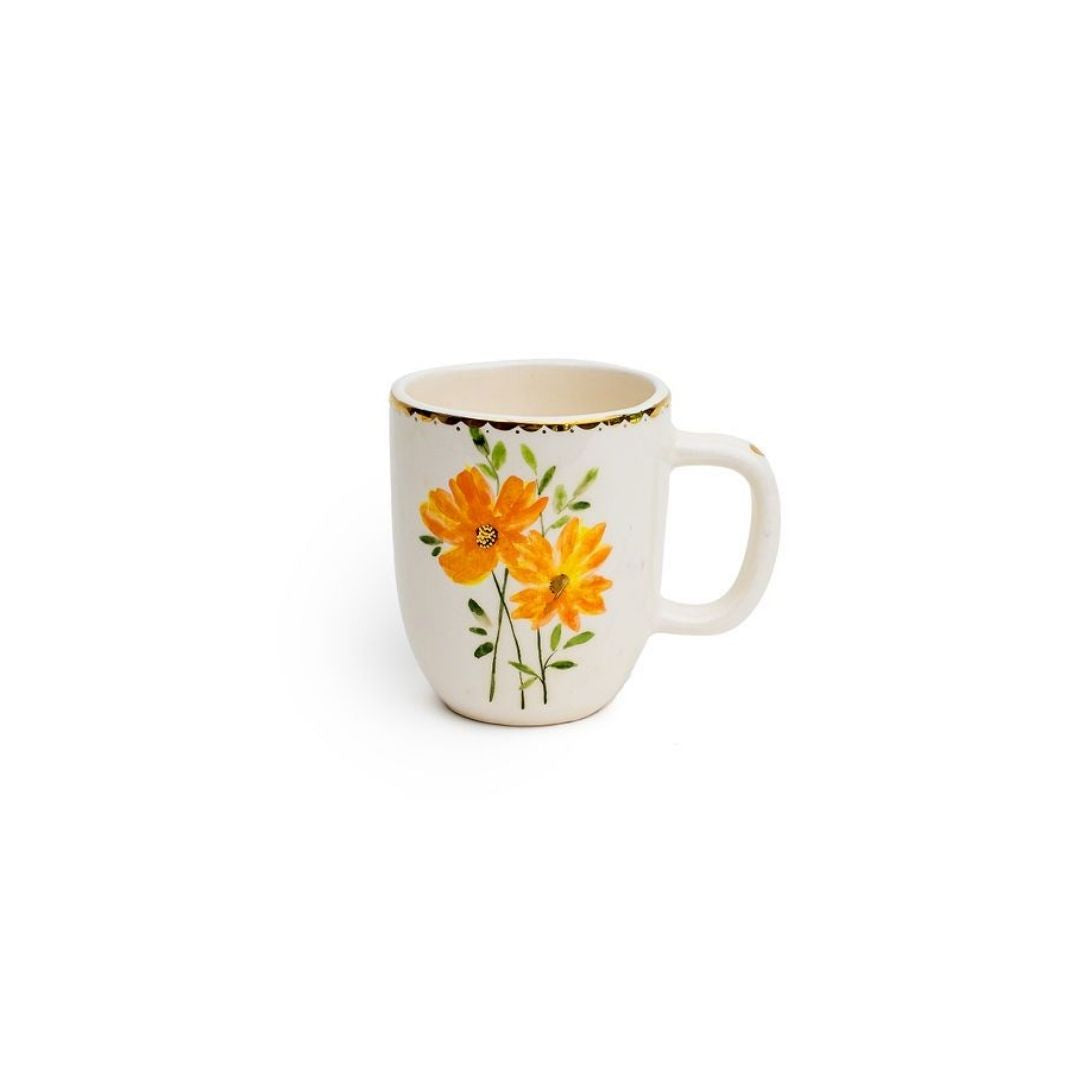 Hand-Drawn Ceramic Mugs | Floral Design