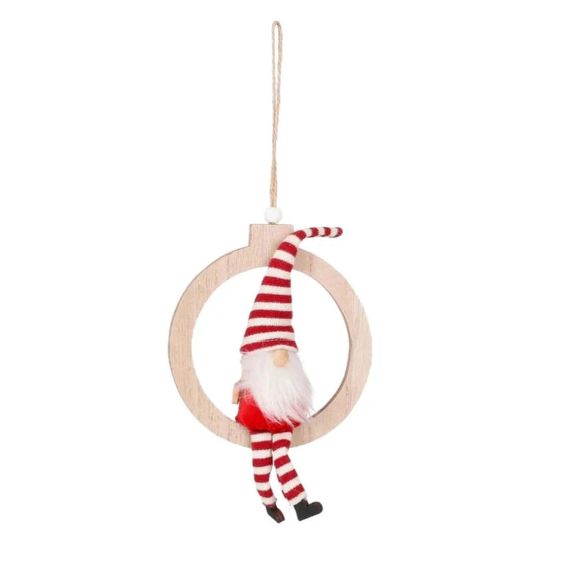 Red Santa On Hoop Ornament