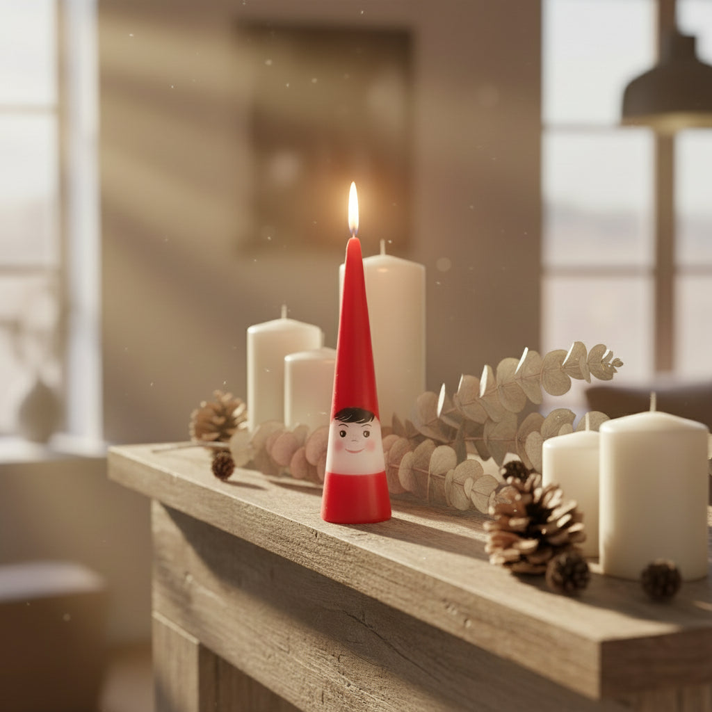 Red Elf Cone Candle