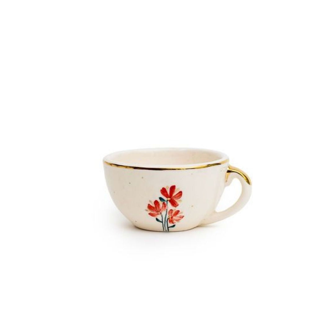 Handmade Ceramic Tea Cup | Floral Design