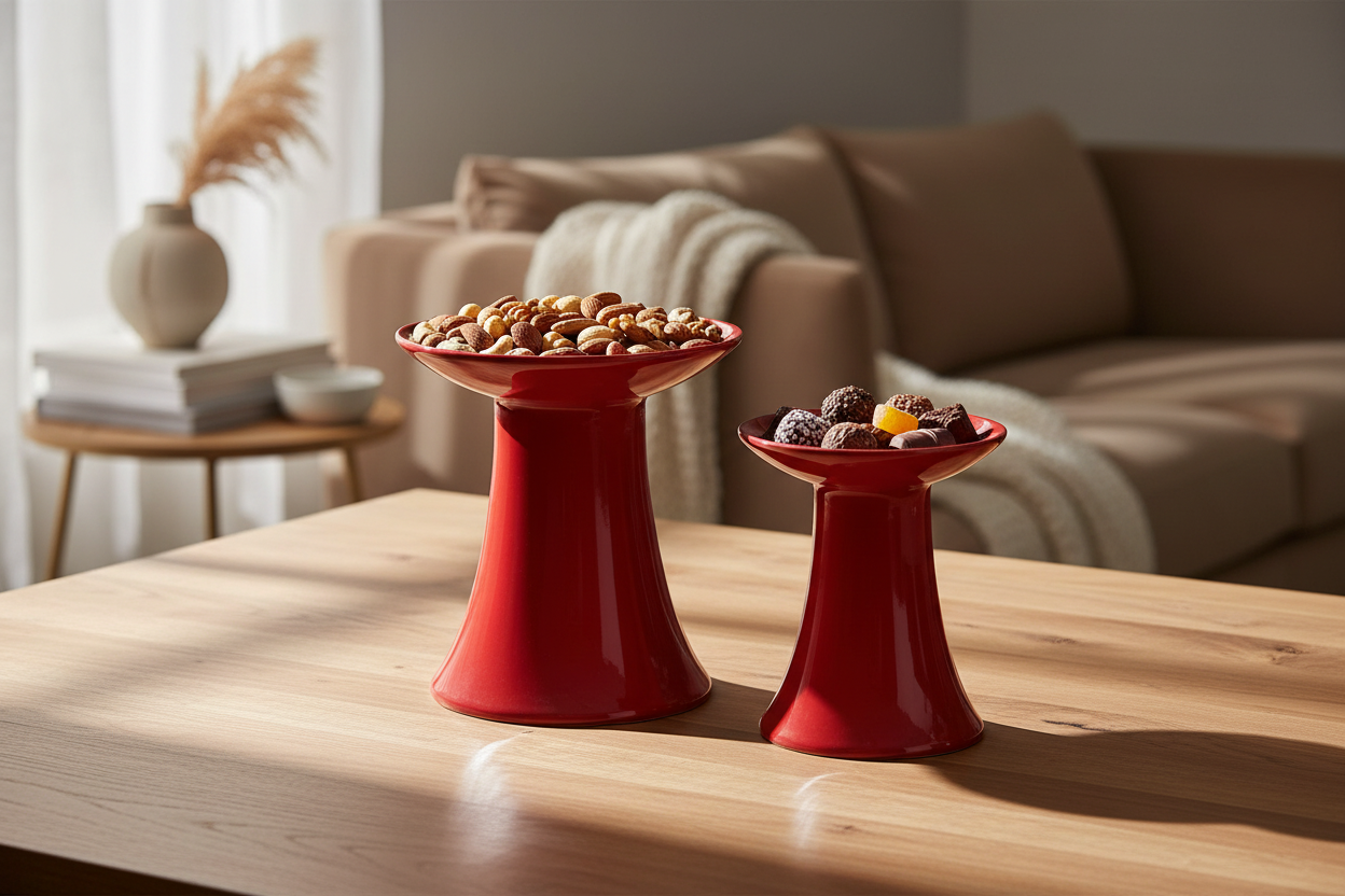 Red Tall Candle Holder - Set of 2