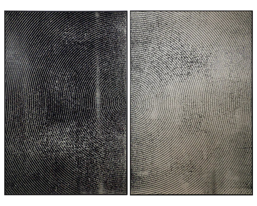 Opposites Attract Silver Finger Print Wall Art - Set Of 2