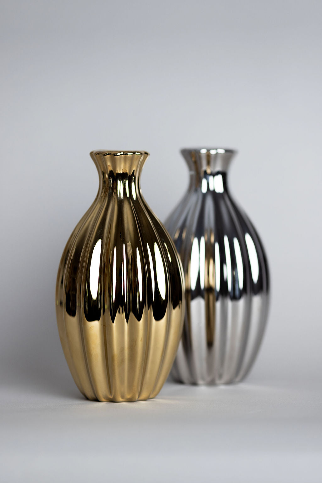 Metallic Ripple Vase | Gold or Silver Finish
