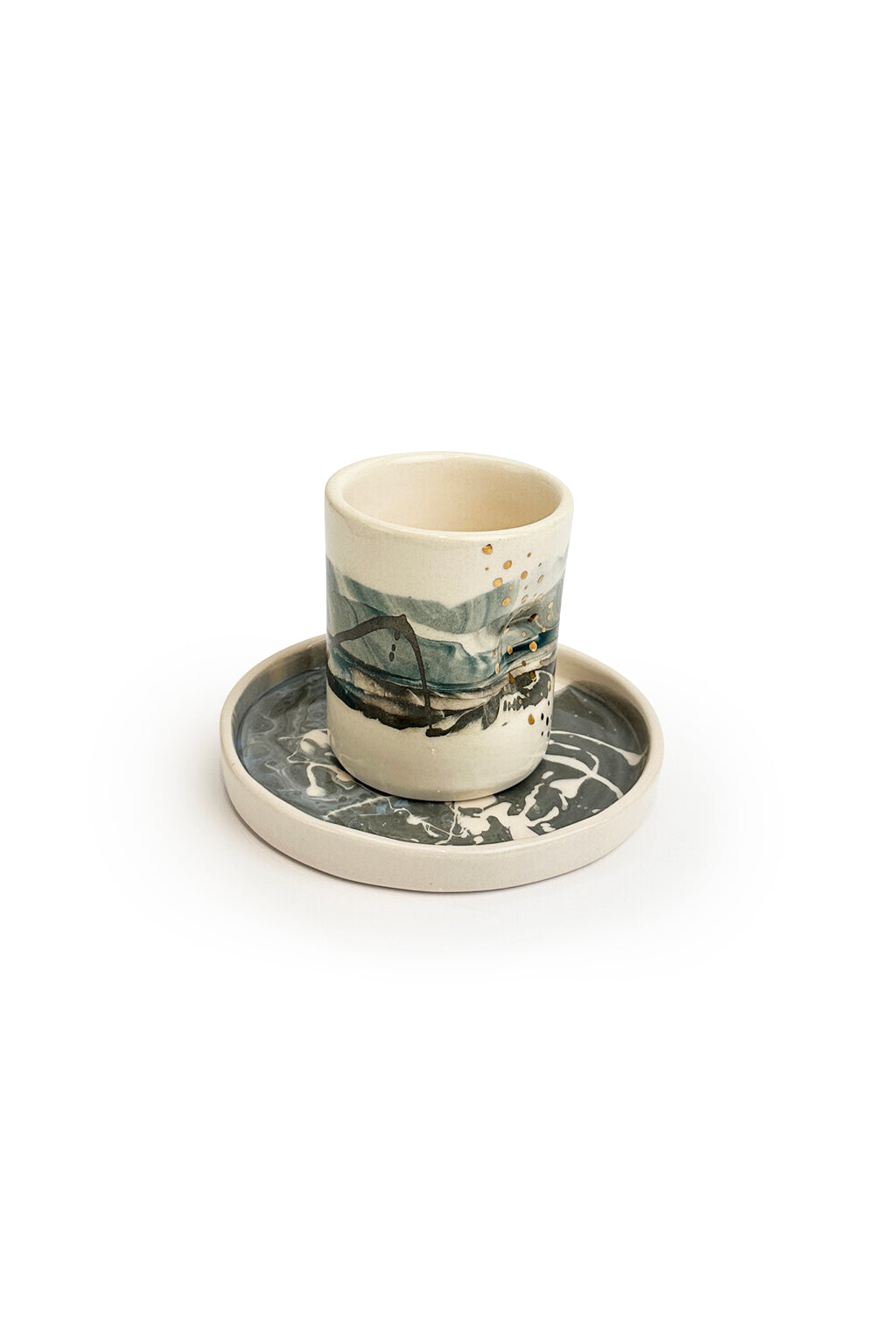 Pinched Shoreline Mug & Tray Set