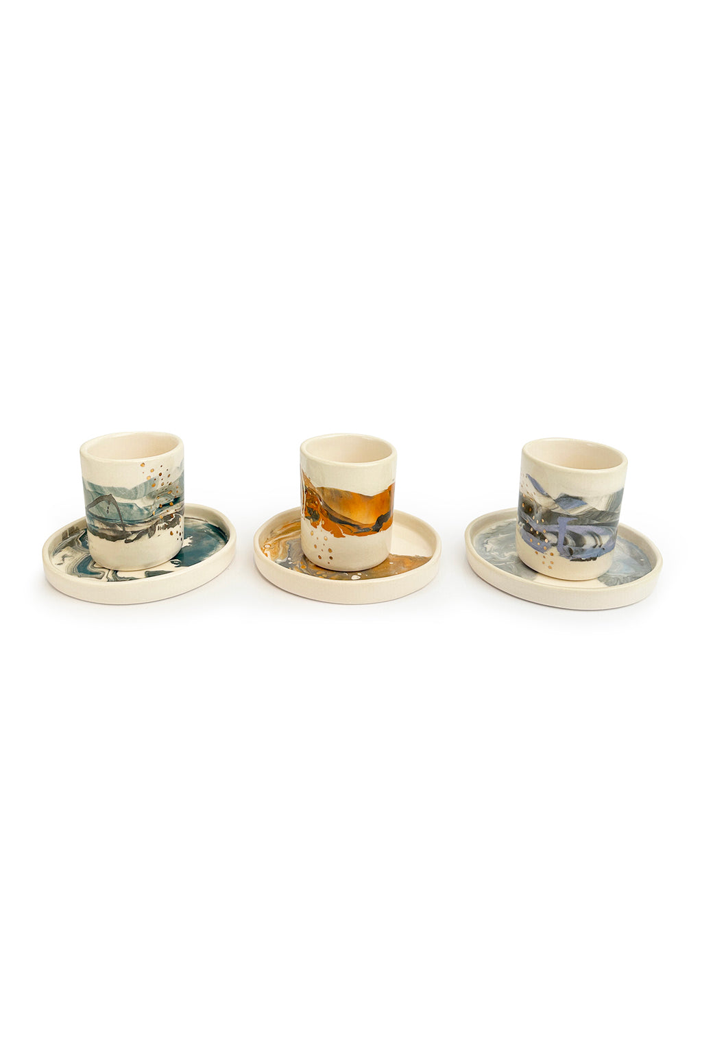 Pinched Shoreline Mug & Tray Set