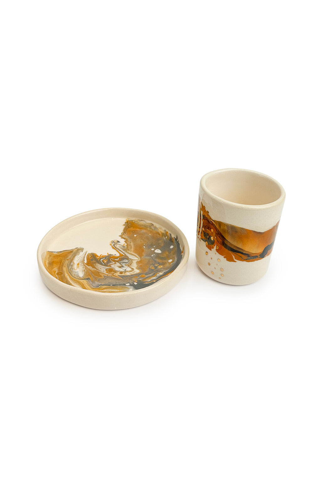 Pinched Shoreline Mug & Tray Set