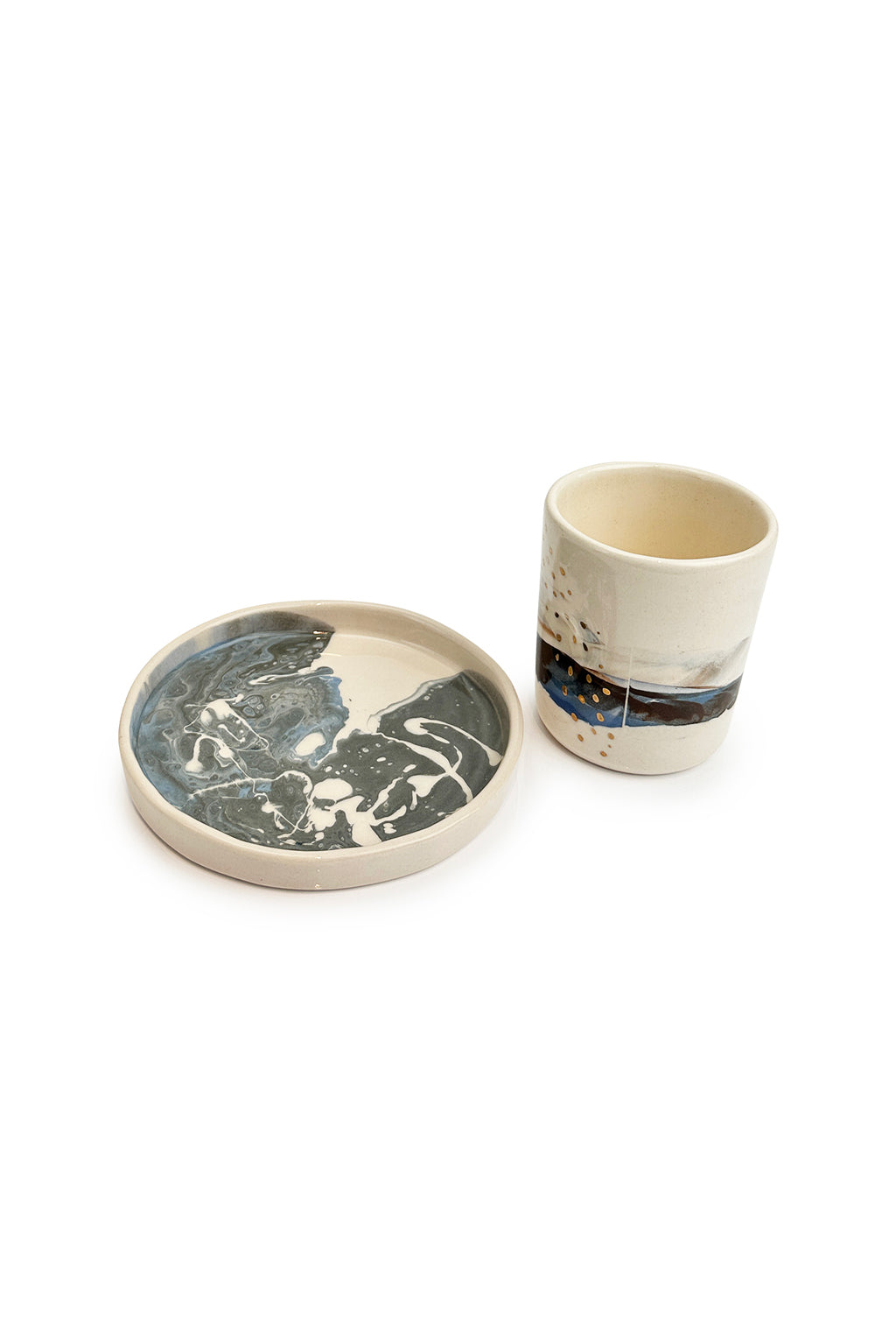 Pinched Shoreline Mug & Tray Set