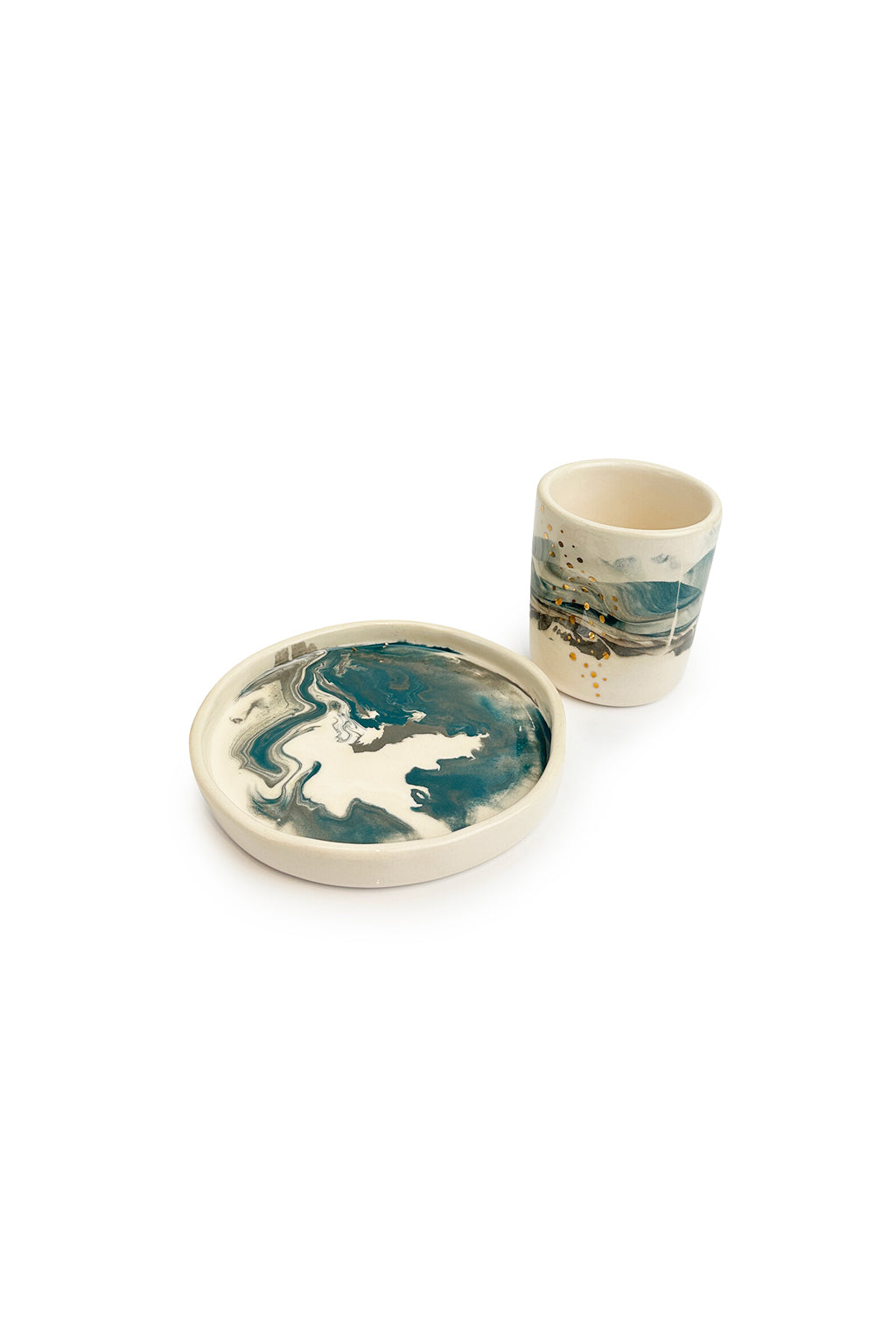 Pinched Shoreline Mug & Tray Set