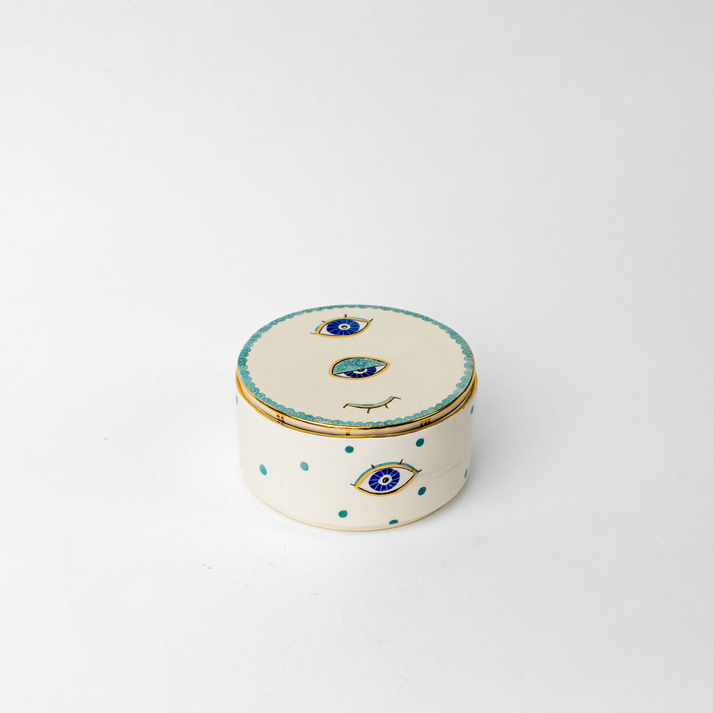 Large 5.5" Round Ceramic Canister | Blue Eye Design