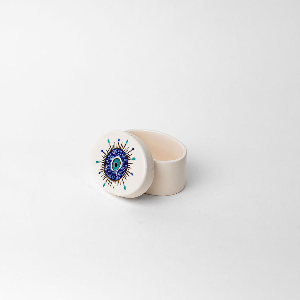 Small 4.5" Oval Ceramic Canister | Blue Eye Design
