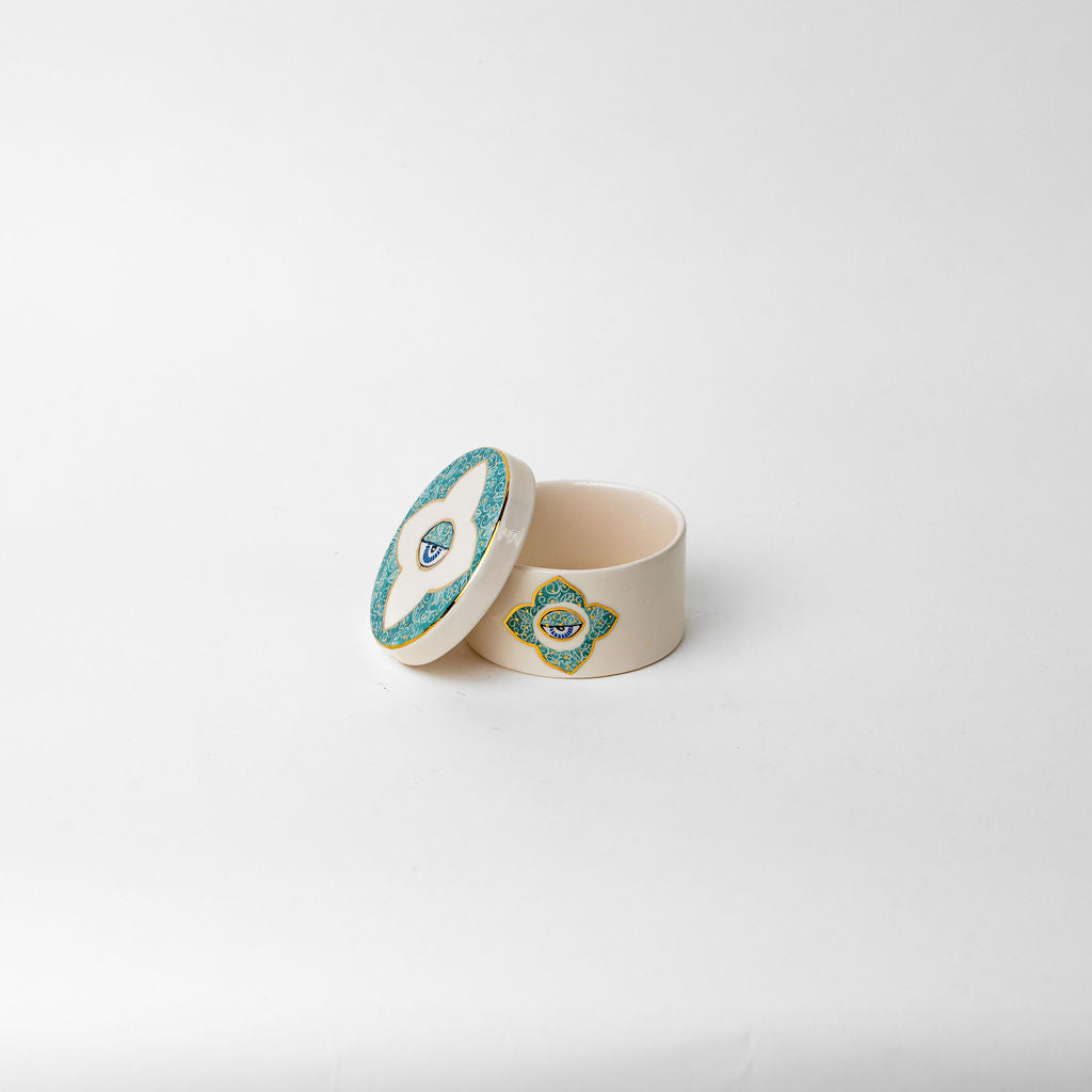 Small 4" Round Ceramic Canister | Blue Eye Design