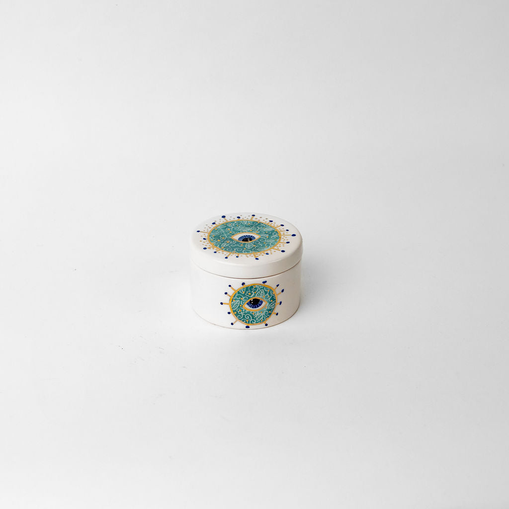 Small 4" Round Ceramic Canister | Blue Eye Design