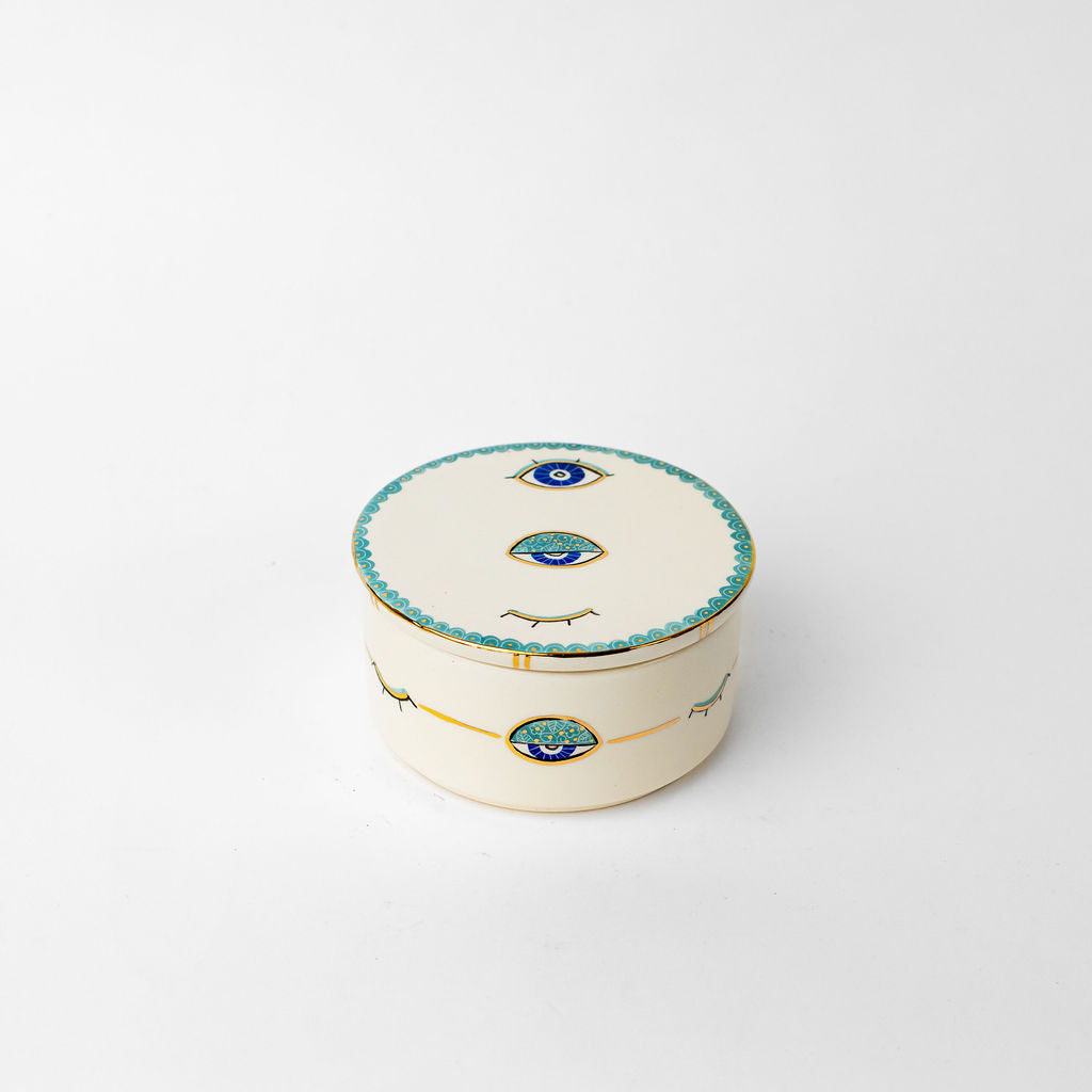 Large 5.5" Round Ceramic Canister | Blue Eye Design