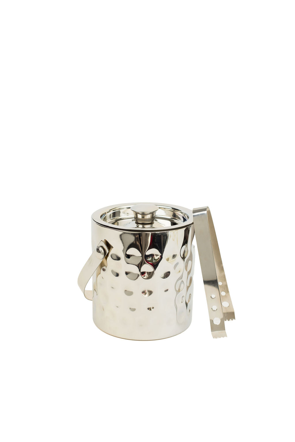 Stainless Steel Ice Bucket with Tongs | Hammered Finish