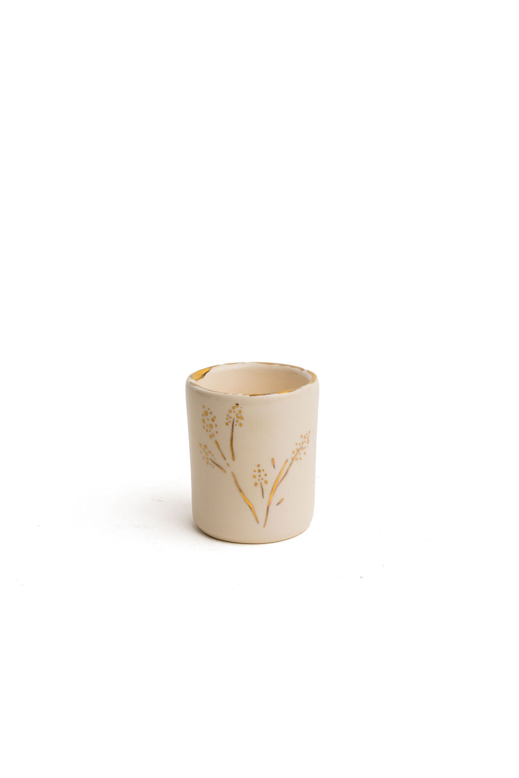Handmade White & Gold Ceramic Mug