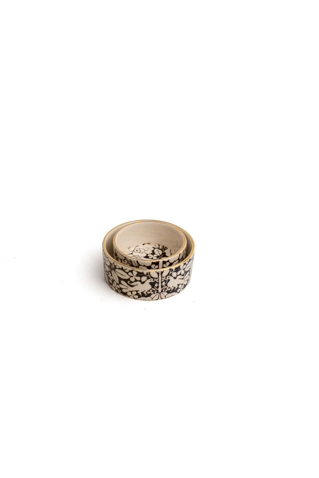 Black And White Flat Based Mini Bowls - Set Of 2