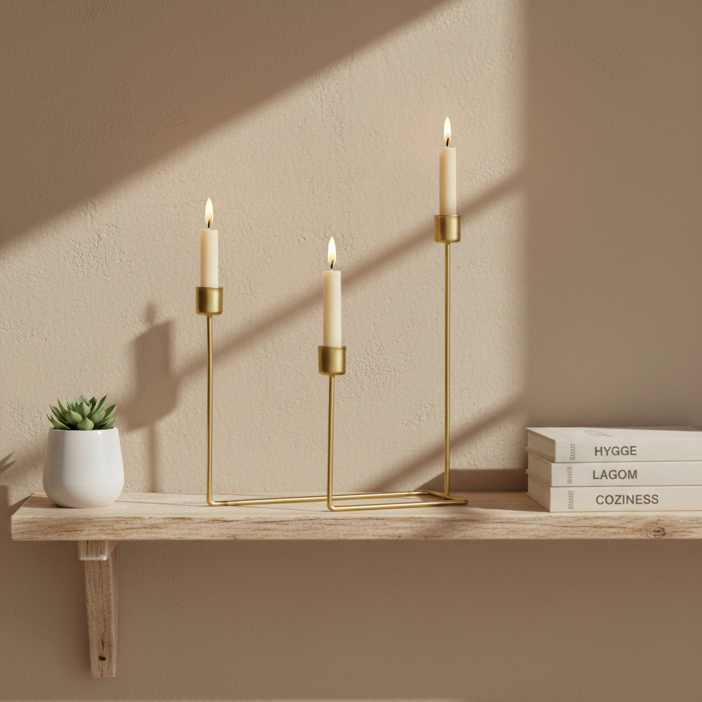 Gold triple candle holder