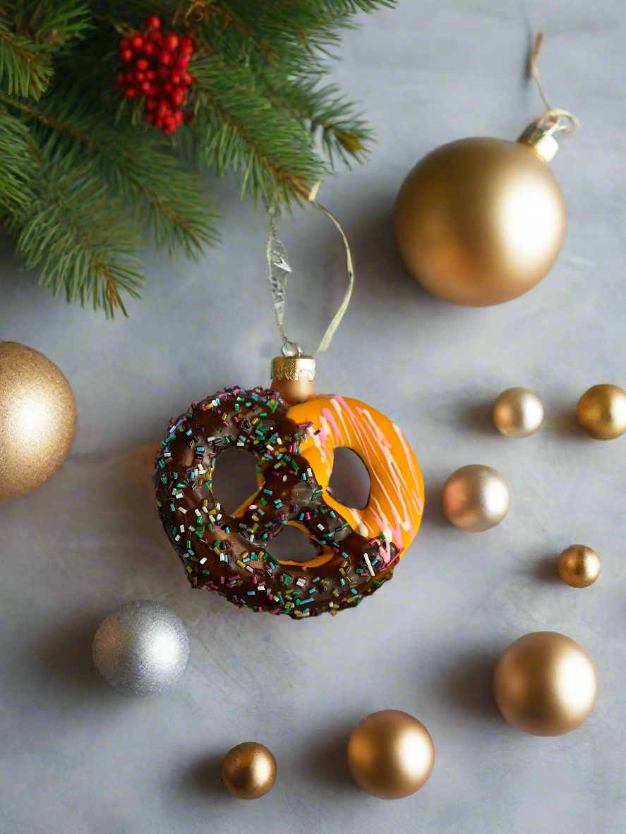 Chocolate Covered Twisted Pretzel Ornament