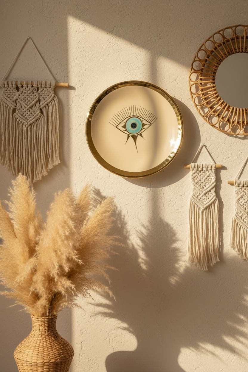 18K Gold Plated Large Evil Eye Plate