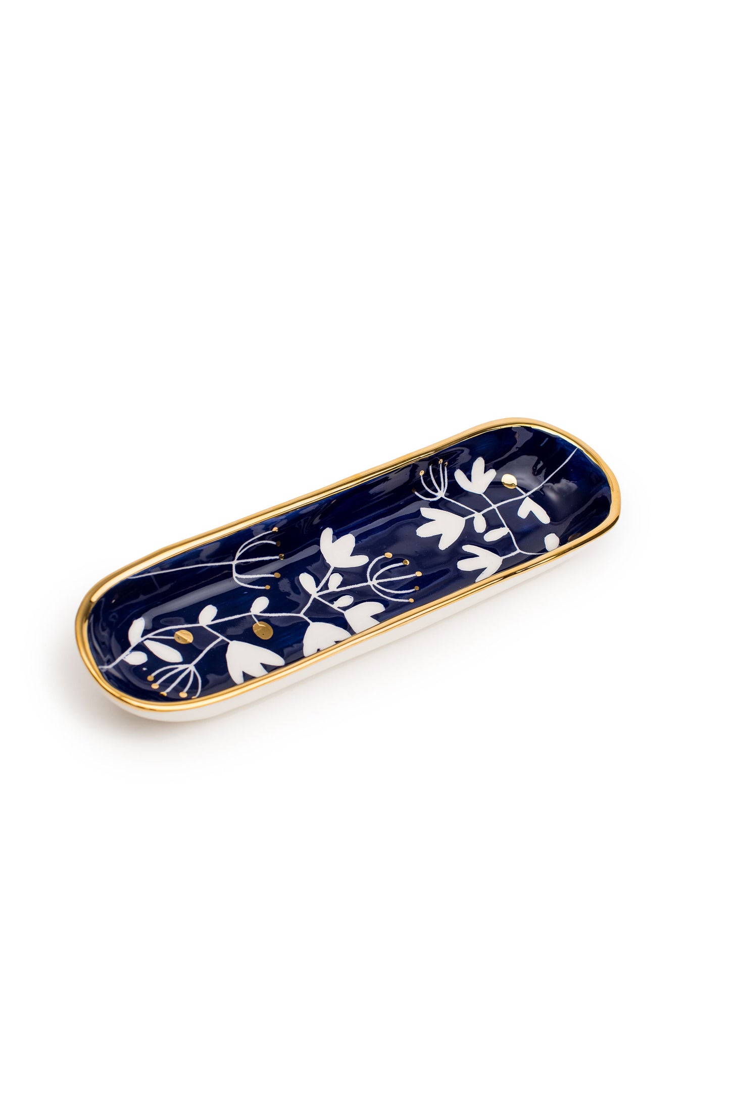 Floral Maan Blue Oval Trays