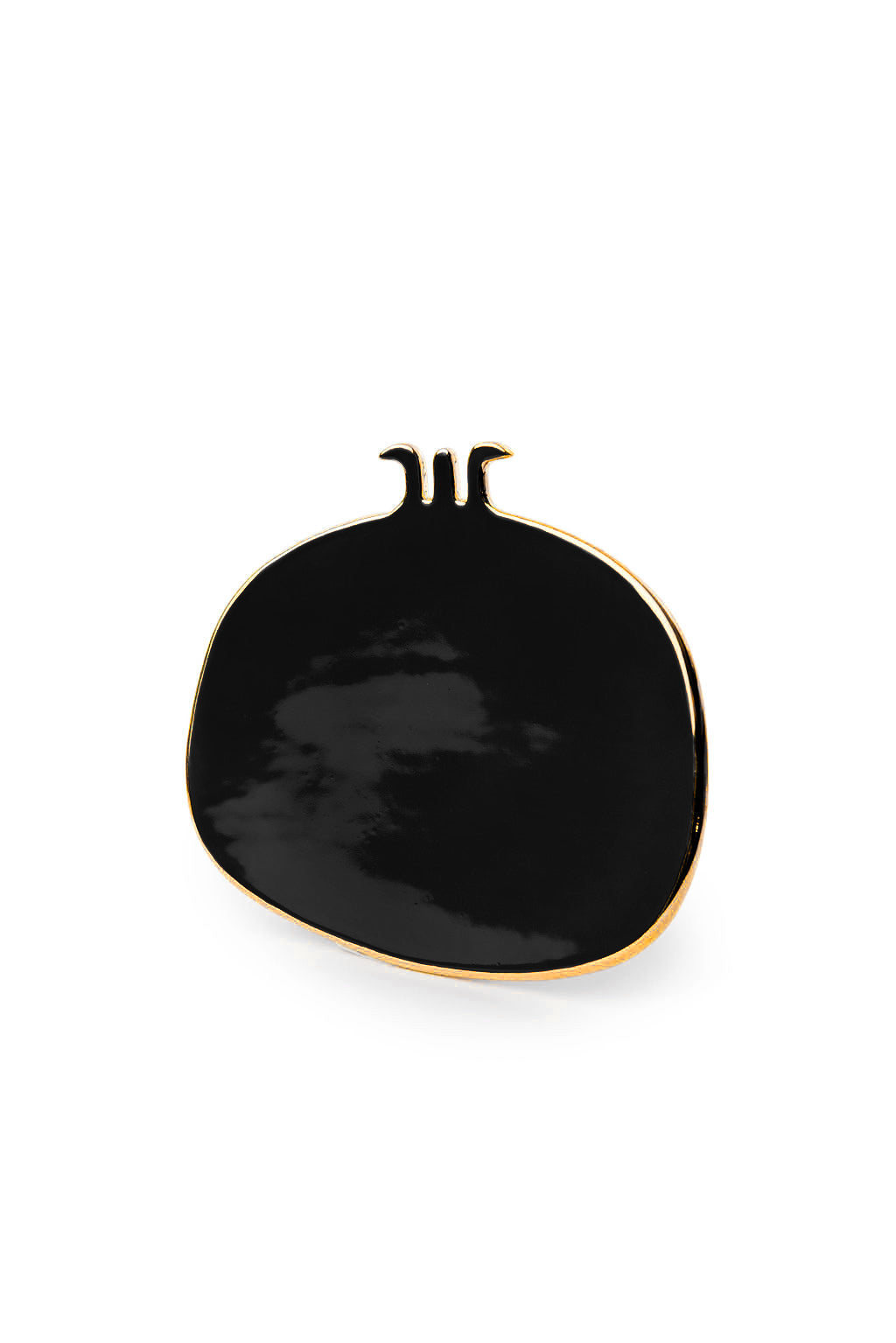 Black Hand Made Ceramic Pomegranate Plates With Gold Edge