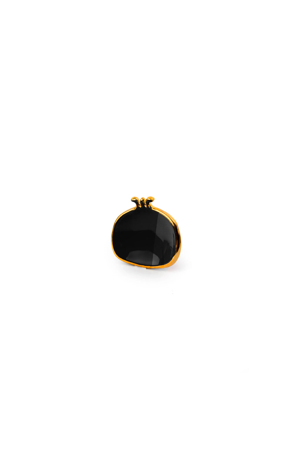 Black Hand Made Ceramic Pomegranate Plates With Gold Edge