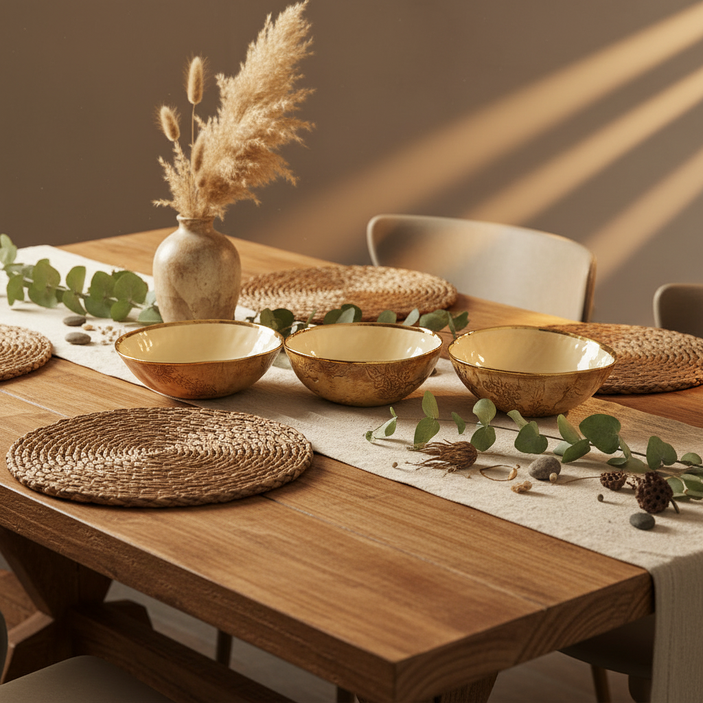 18K Gold Plated Bowls With Glazed Stamped Back