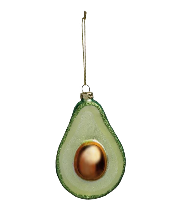 Glass Avocado Christmas Ornament