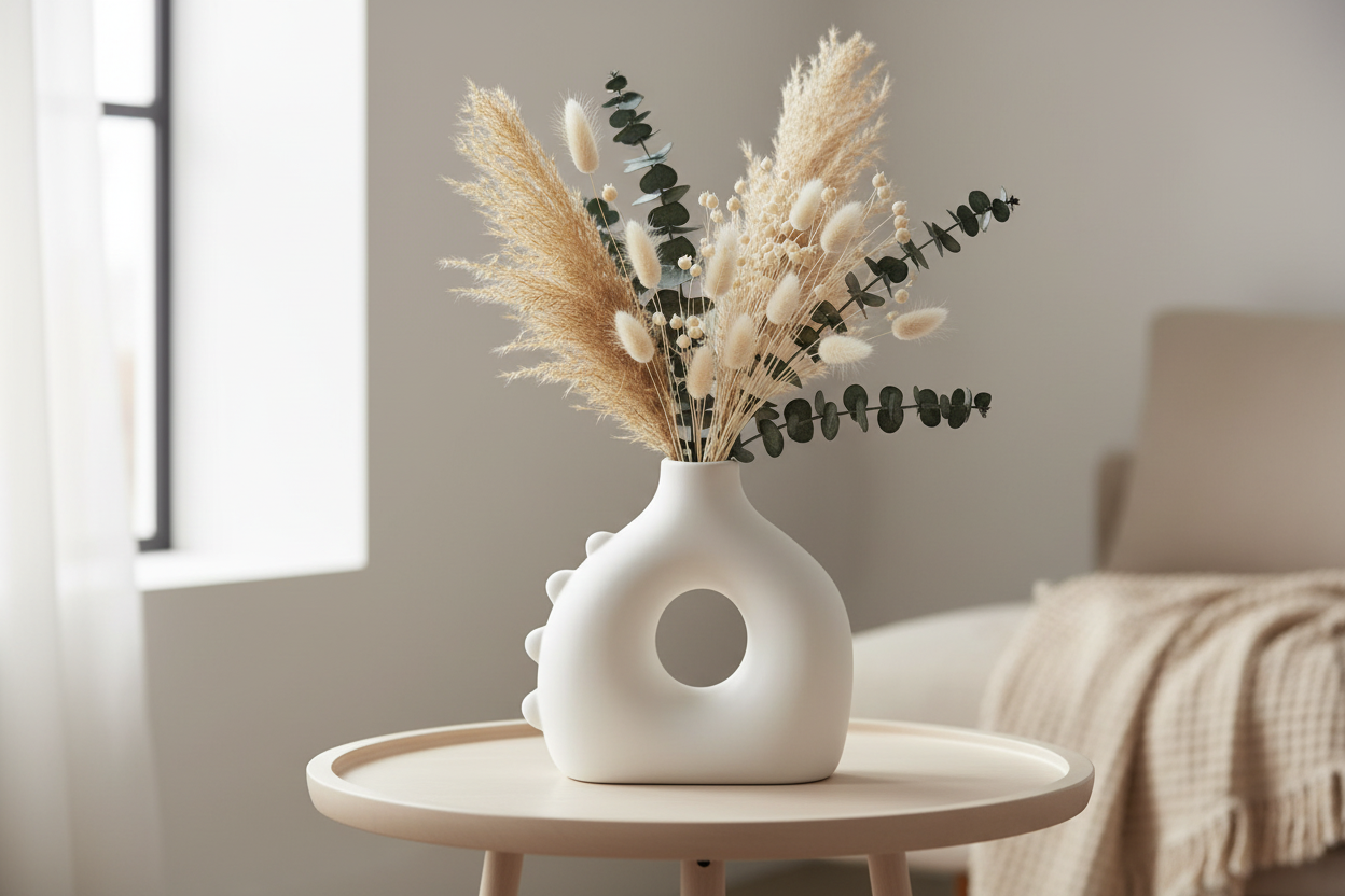 White Ceramic Circle Mini Vase