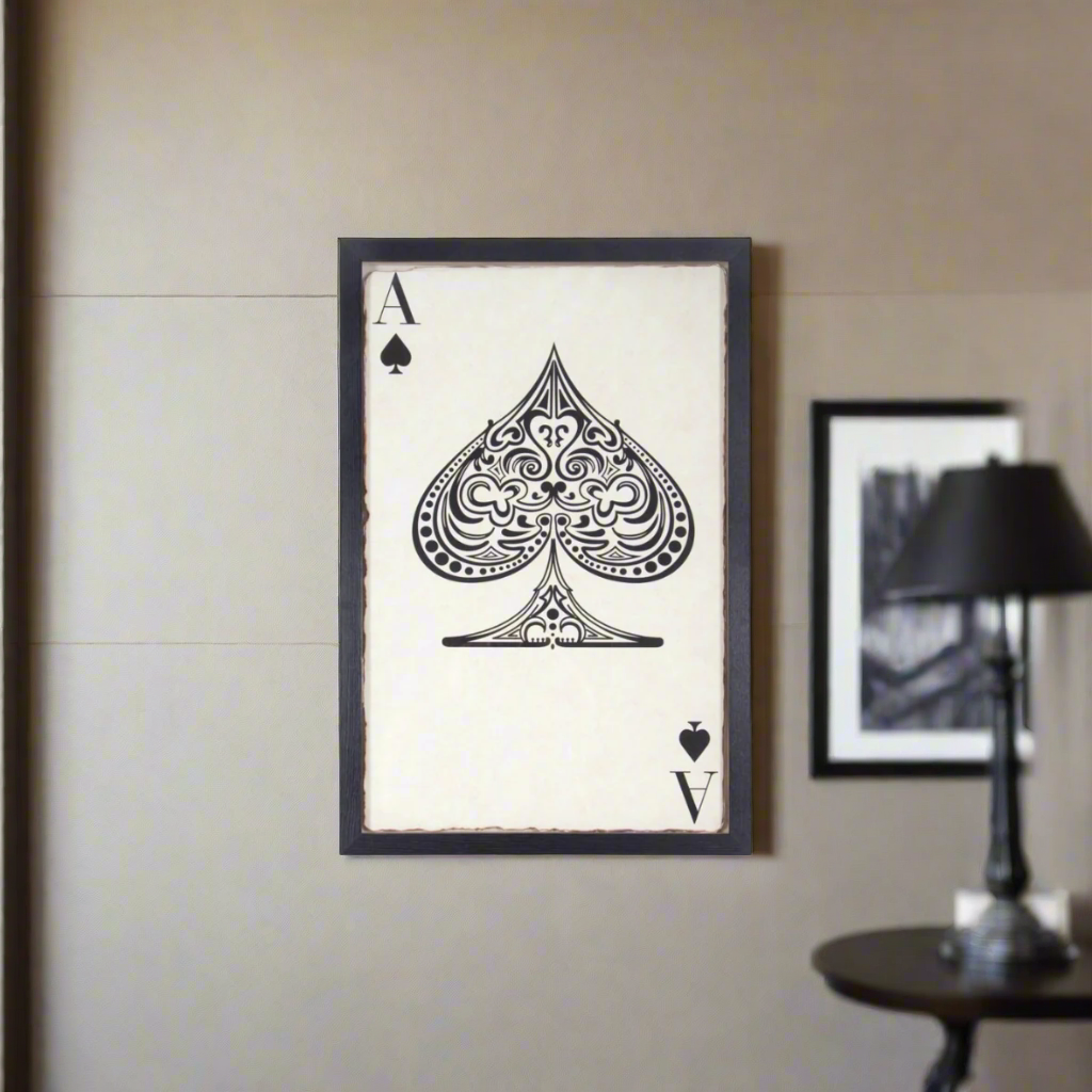 Framed Ace Black And White Vintage Wall Art