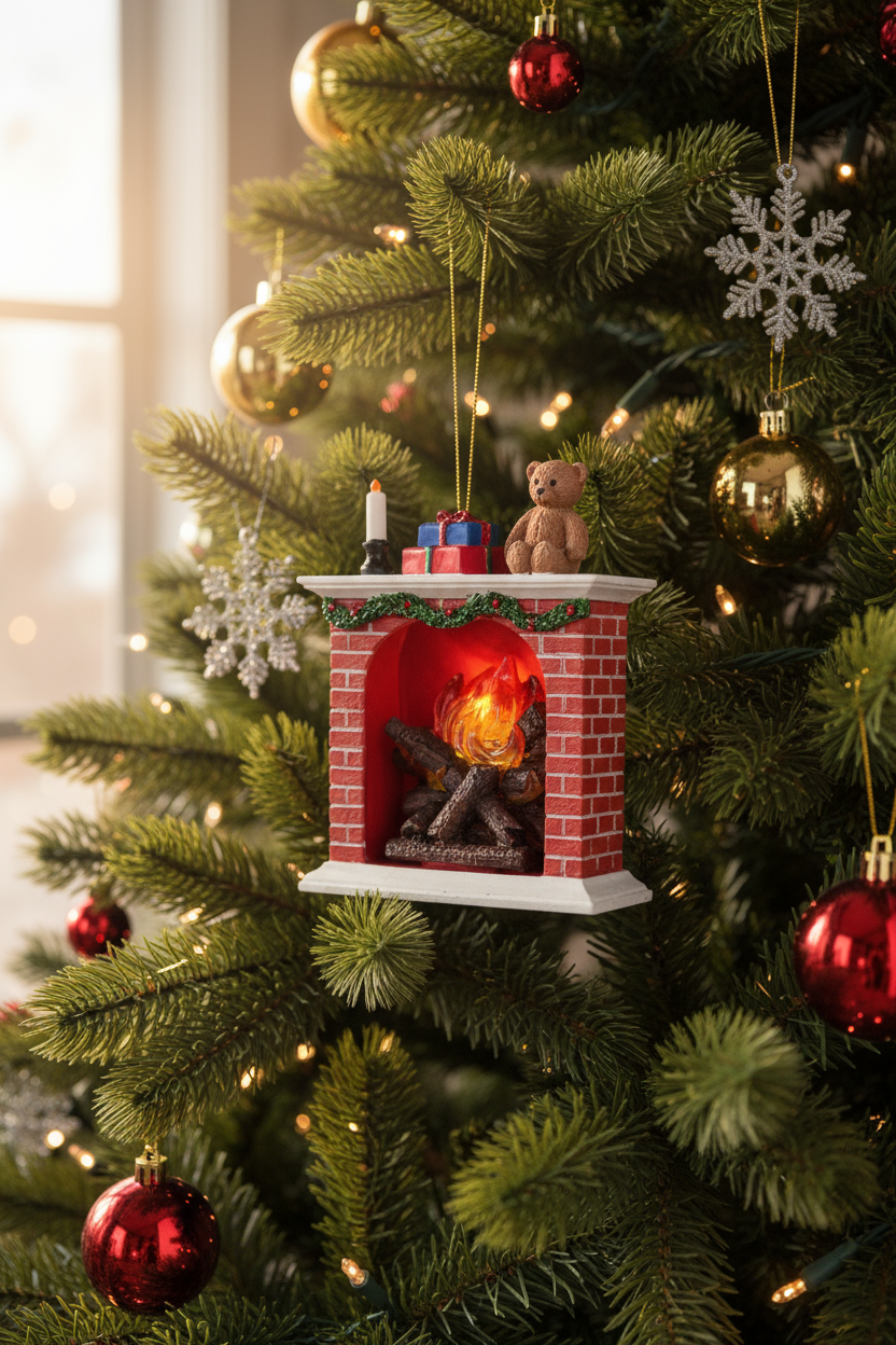 Fireplace Ornament with Flickering Flame