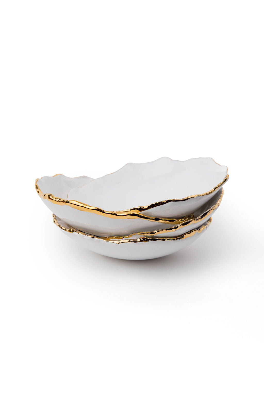 White And Gold Ceramic Bowls