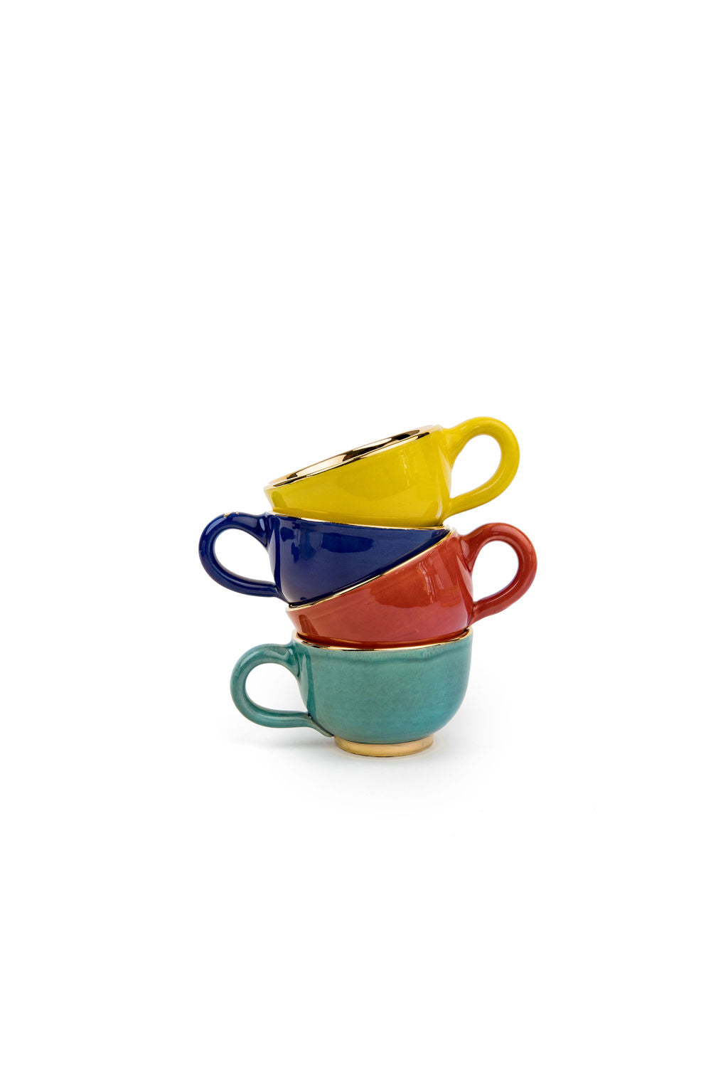 Colourful Gold Espresso Cup & Saucer | Set of 2