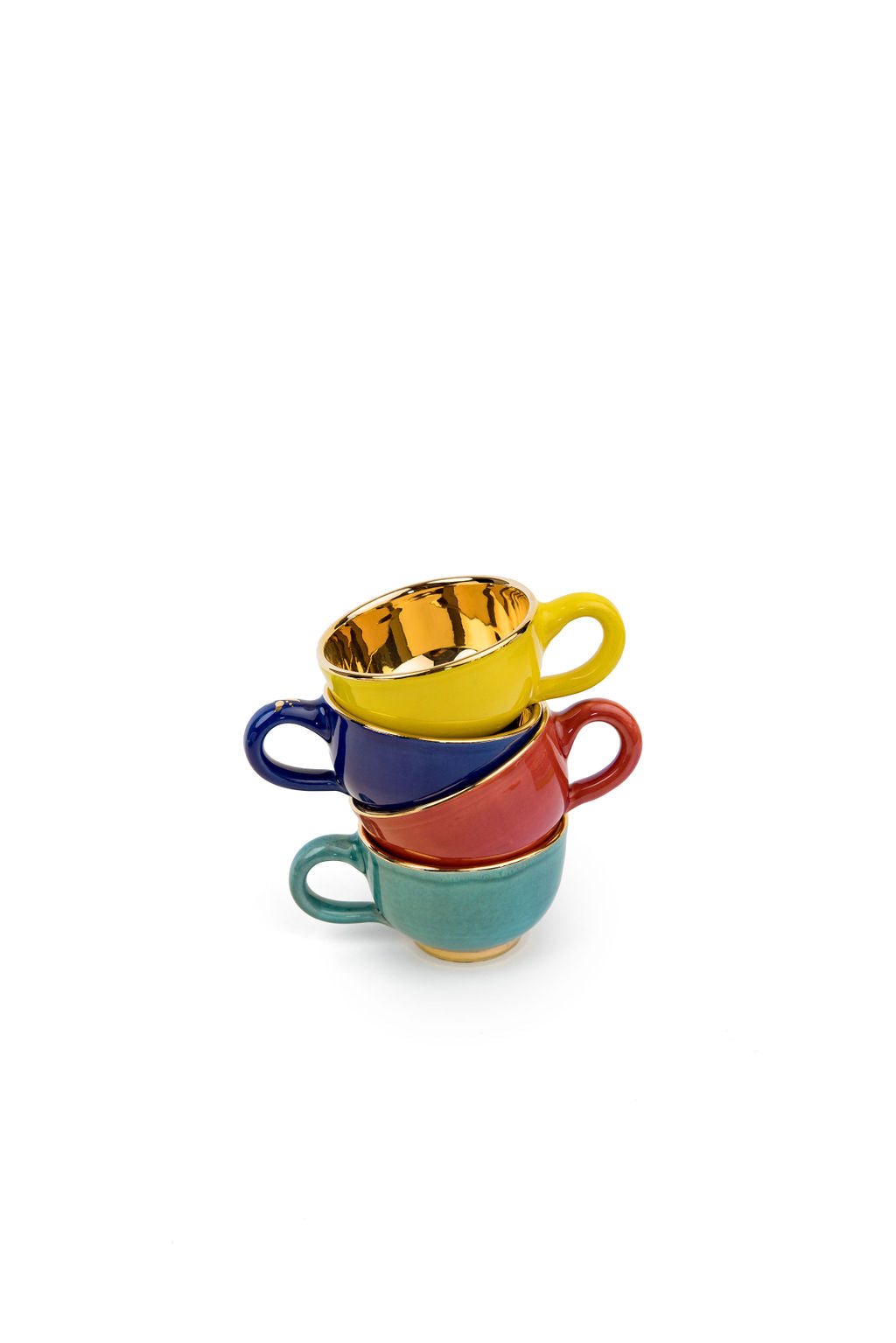 Colourful Gold Espresso Cup & Saucer | Set of 2