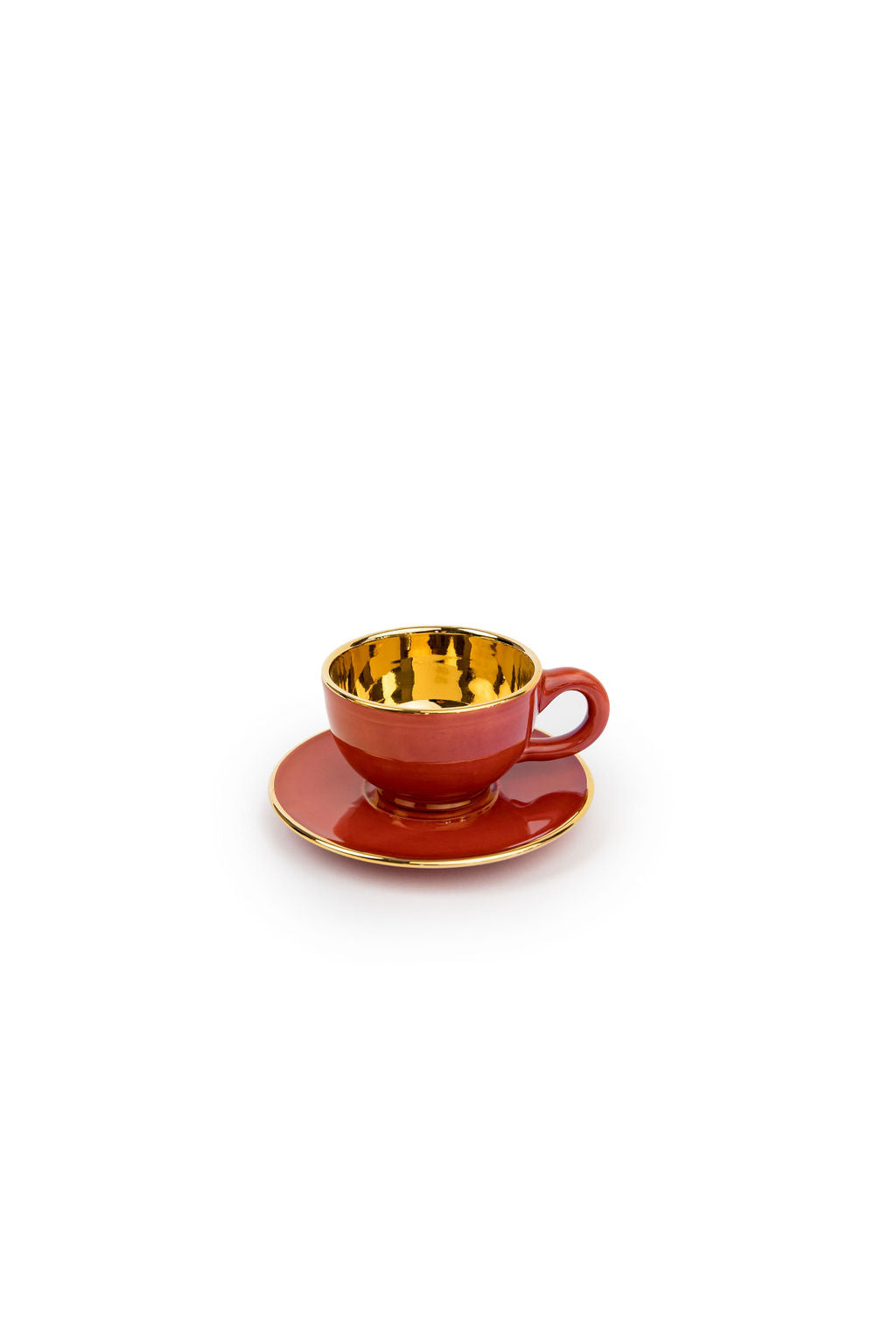 Colourful Gold Espresso Cup & Saucer | Set of 2