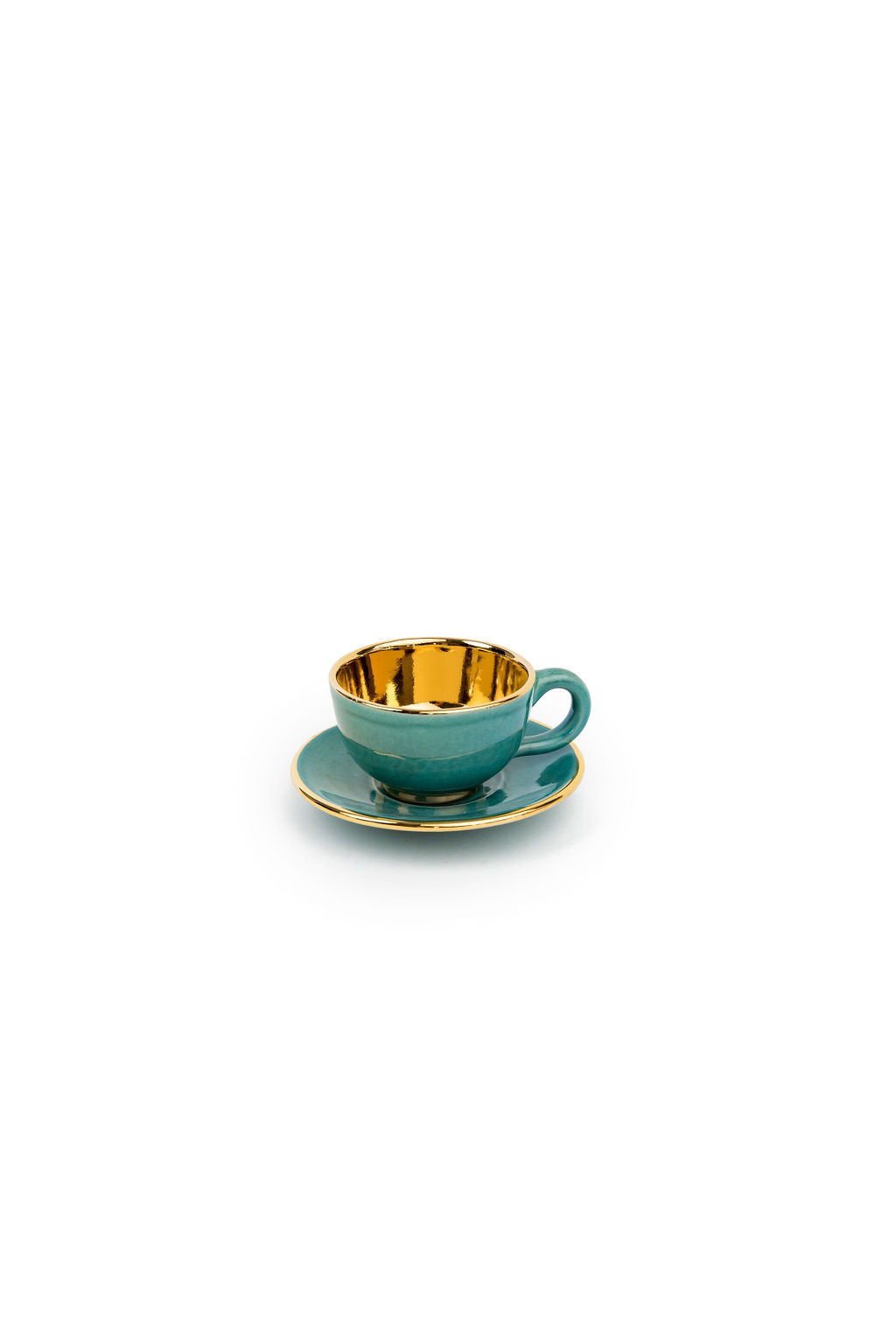 Colourful Gold Espresso Cup & Saucer | Set of 2