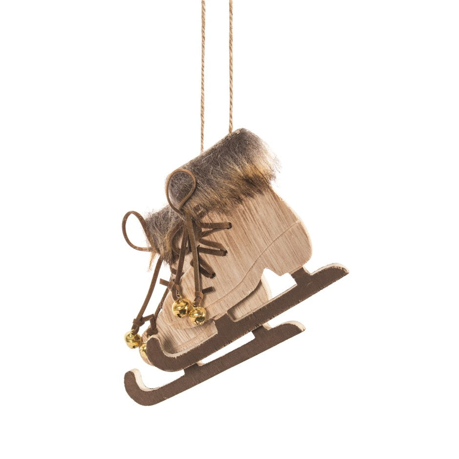 Wooden Skate with Fur Ornament